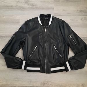Faux Leather Bomber Jacket
